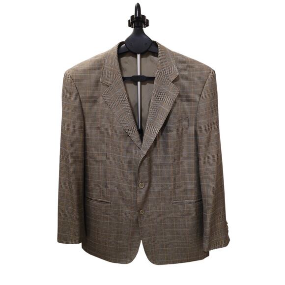 Bernini Beverly Hills Sport Coat Mens 40 Gray SILK WOOL Fine Plaid Jacket Italy - Picture 5 of 14